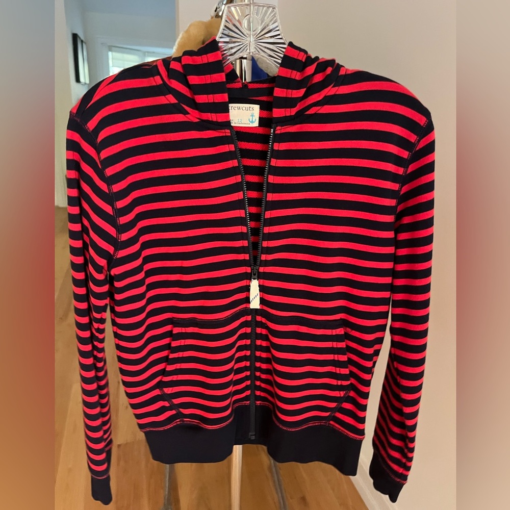 Crewcuts Jcrew hoodie & shorts set Unisex Red Navy striped full zip hoodie/short